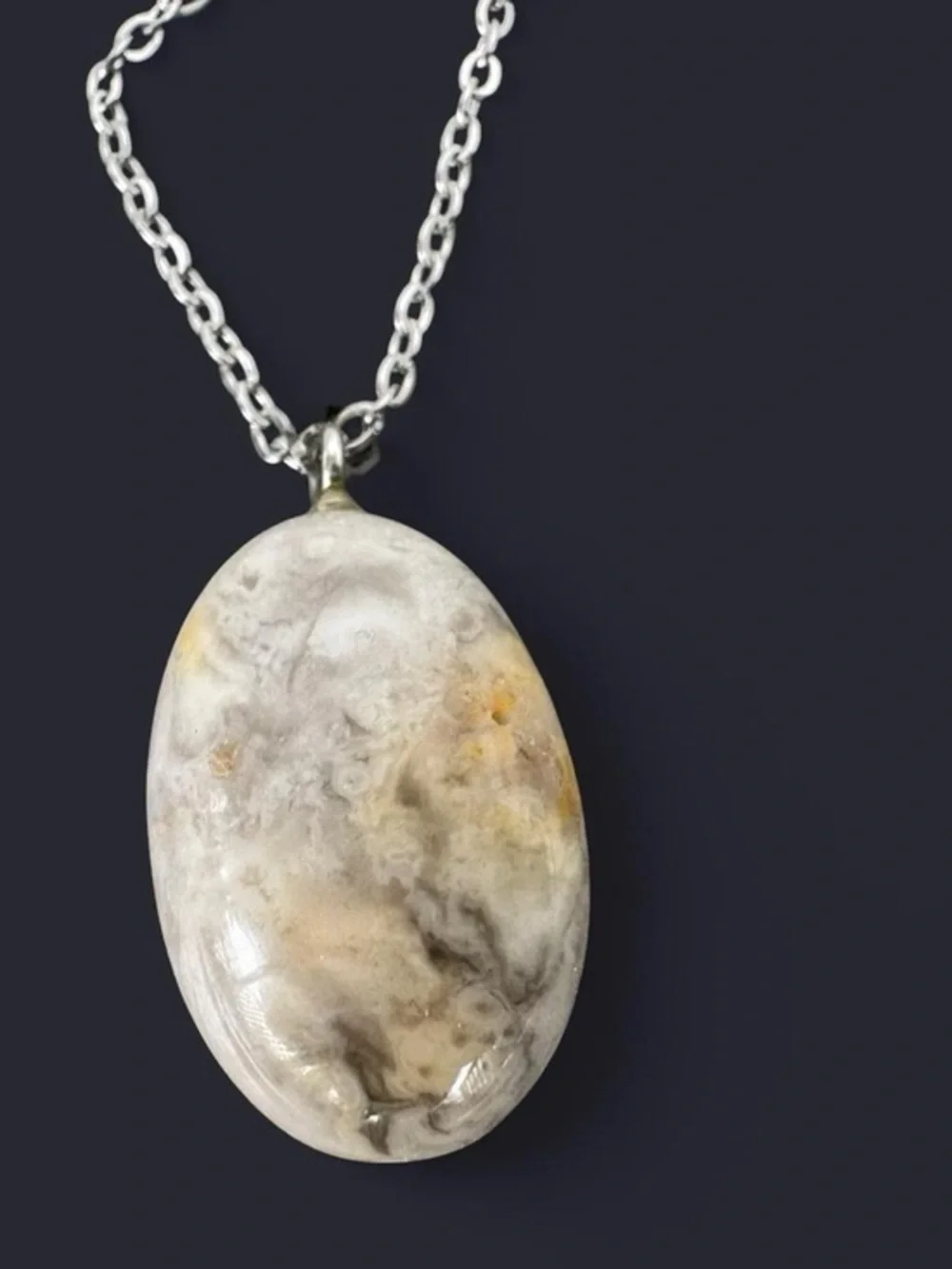 Crazy Lace Agate Pendant Silver Necklace